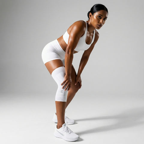 (NEW) E75 Knee Compression Sleeve -White (Right or Left / Unisex)