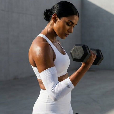 E75 Elbow Compression Sleeve - White (Right or Left / Unisex)